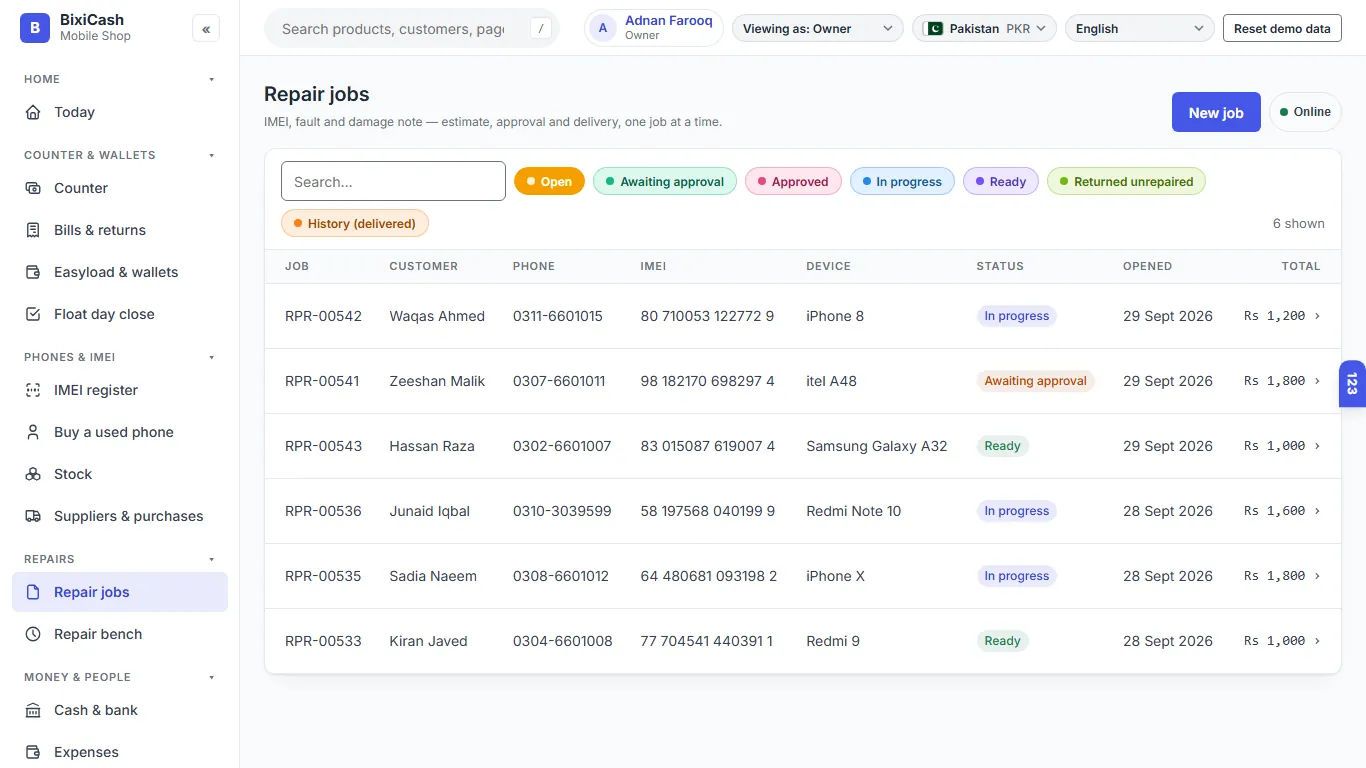Repair jobs from estimate to delivery