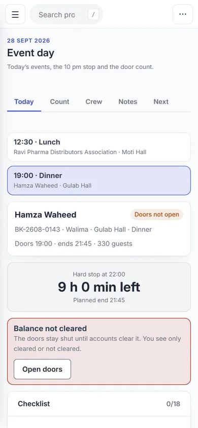 The supervisor's phone: the 10 pm countdown and the balance gate, no amounts